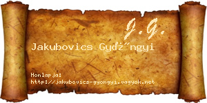 Jakubovics Gyöngyi névjegykártya